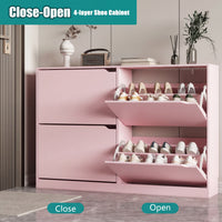 Anymaple Crestline Pink 4-door shoe cabinet, flip drawer storage for sneakers flats sandals and daily shoes