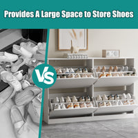 Anymaple Crestline White 4-door shoe cabinet, stable modern shoe organizer cabinet for everyday home entryway use