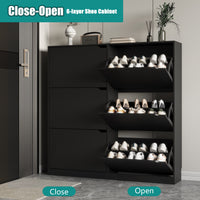 Anymaple Crestline HLG093 Black narrow shoe cabinet, slim narrow shoe cabinet styled in an entryway or foyer