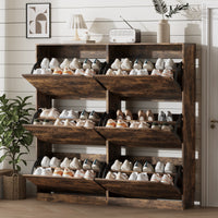 Anymaple Crestline HLG093 Brown narrow shoe cabinet, 6 flip drawer shoe cabinet for entryway shoe storage