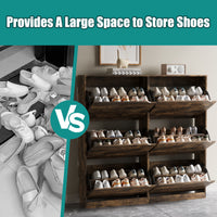 Anymaple Crestline HLG093 Brown narrow shoe cabinet, flip drawer storage design for enclosed dust free footwear organization