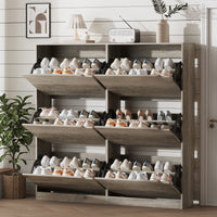 Anymaple Crestline HLG093 Gray narrow shoe cabinet, 6 flip drawer shoe cabinet for entryway shoe storage