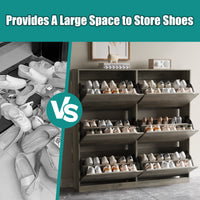 Anymaple Crestline HLG093 Gray narrow shoe cabinet, flip drawer storage design for enclosed dust free footwear organization