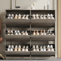 Anymaple Crestline HLG093 Gray narrow shoe cabinet, hallway shoe organizer cabinet for sneakers flats heels and slippers