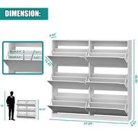Anymaple Crestline HLG093 White narrow shoe cabinet, dimensions 47.24 inch wide 9.44 inch deep and 46.85 inch high
