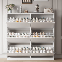 Anymaple Crestline HLG093 White narrow shoe cabinet, hallway shoe organizer cabinet for sneakers flats heels and slippers