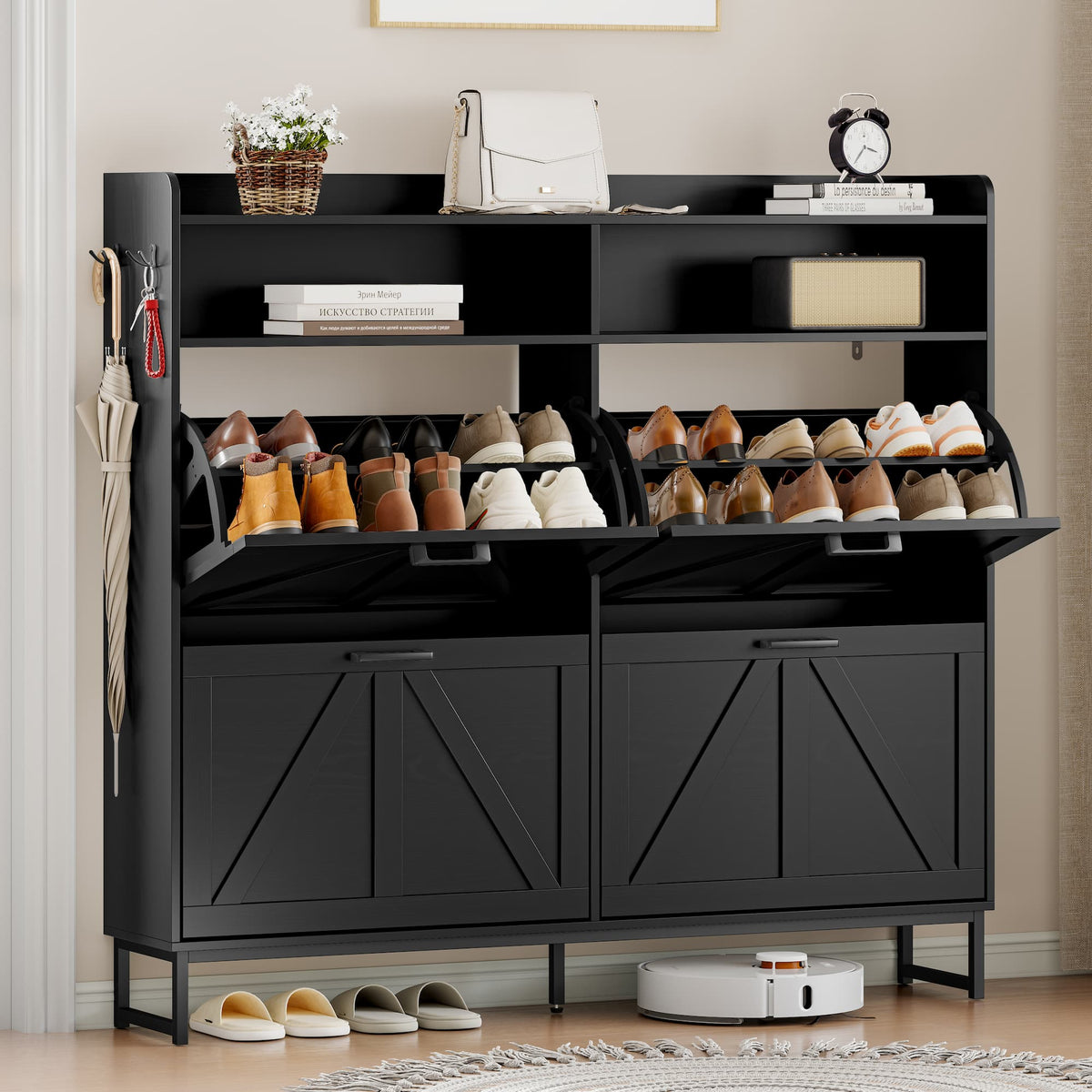 Avalon Shoe Storage Cabinet with 2 Flip Drawers