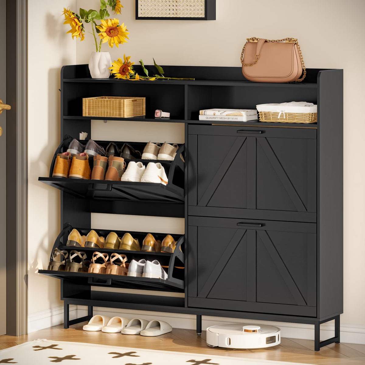 Avalon Shoe Storage Cabinet with 2 Flip Drawers