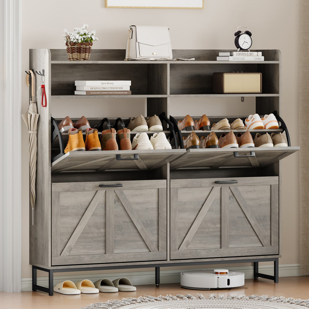 Avalon Shoe Storage Cabinet with 2 Flip Drawers