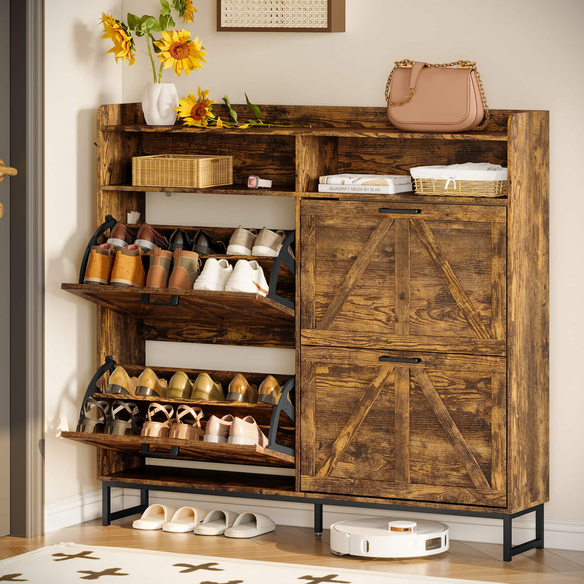 Avalon Shoe Storage Cabinet with 2 Flip Drawers