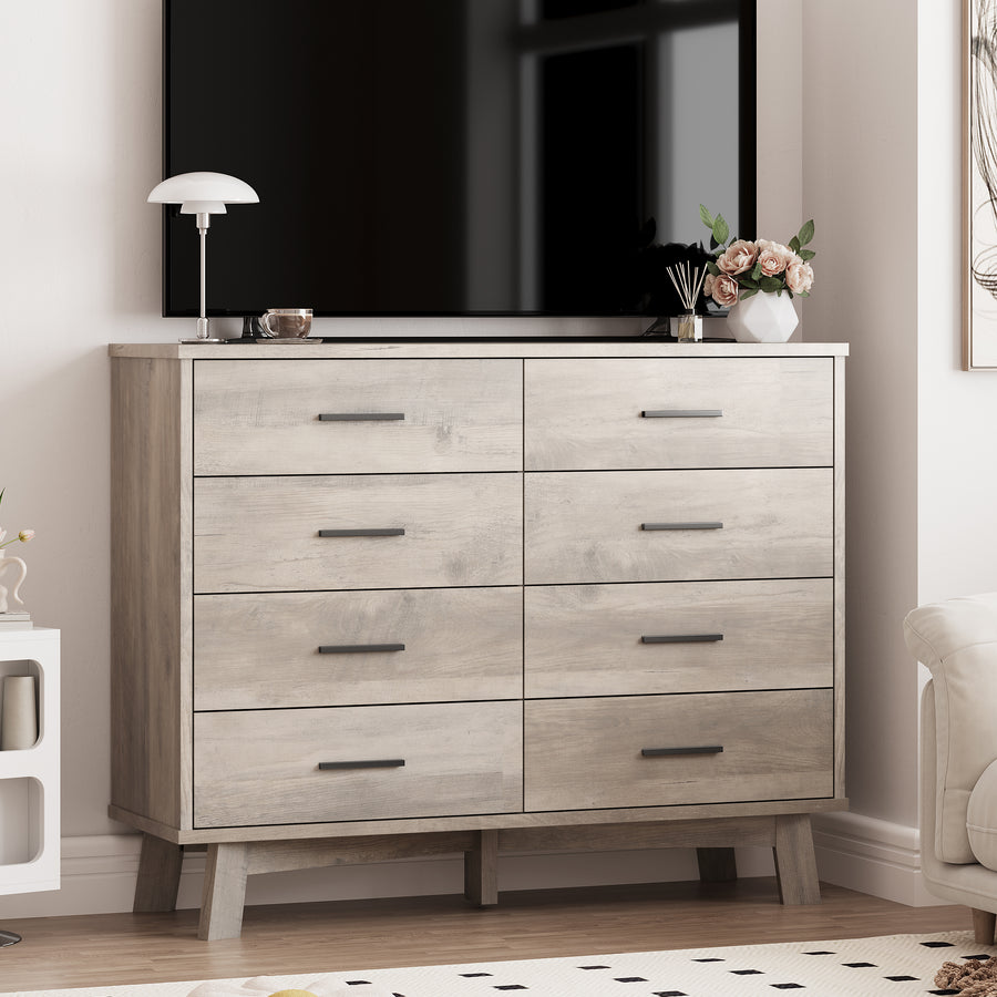 Anymaple Axton 8-Drawer Dresser Gray bedroom dresser, lifestyle
