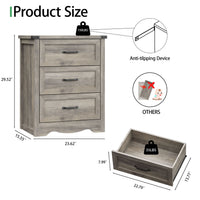 Anymaple Marlow Collection Gray 3-drawer compact dresser product size dimensions, 24 inch bedroom chest of drawers