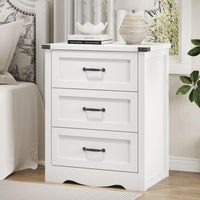 Anymaple Marlow Collection White 3-drawer compact dresser with deep storage drawers and black metal handles, bedroom main view