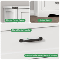 Anymaple Marlow Collection White 3-drawer compact dresser with deep storage drawers and black metal handles, metal handle and smooth drawer detail
