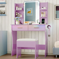 Anymaple Aurelia Purple vanity desk with HD lighted mirror and lights for bedroom makeup storage