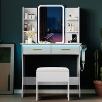 Anymaple Aurelia White vanity desk with HD lighted mirror and lights for bedroom makeup storage