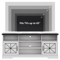 Anymaple White farmhouse TV stand with LED, farmhouse entertainment center for 55 60 and 65 inch TVs
