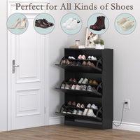 Anymaple Crestline Black deodorizing 3-door shoe cabinet, deodorizing ventilation detail for fresher enclosed shoe storage