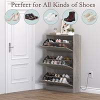 Anymaple Crestline Gray deodorizing 3-door shoe cabinet, deodorizing ventilation detail for fresher enclosed shoe storage