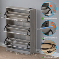 Anymaple Crestline Gray deodorizing 3-door shoe cabinet, space saving shoe organizer cabinet for apartment entryway use