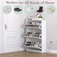 Anymaple Crestline White deodorizing 3-door shoe cabinet, adjustable panels for sneakers flats heels and slippers