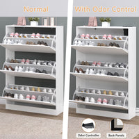 Anymaple Crestline White deodorizing 3-door shoe cabinet, anti tip stable design for daily family shoe storage