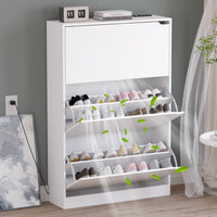 Anymaple Crestline White deodorizing 3-door shoe cabinet, deodorizing 3 flip drawer shoe cabinet for entryway storage
