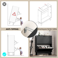 HLG136 Linea Anymaple black entryway shoe storage cabinet with anti tipping wall anchor for safer home organization