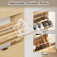 HLG136 Linea Anymaple oak shoe rack cabinet with adjustable and removable interior panels for different shoe heights