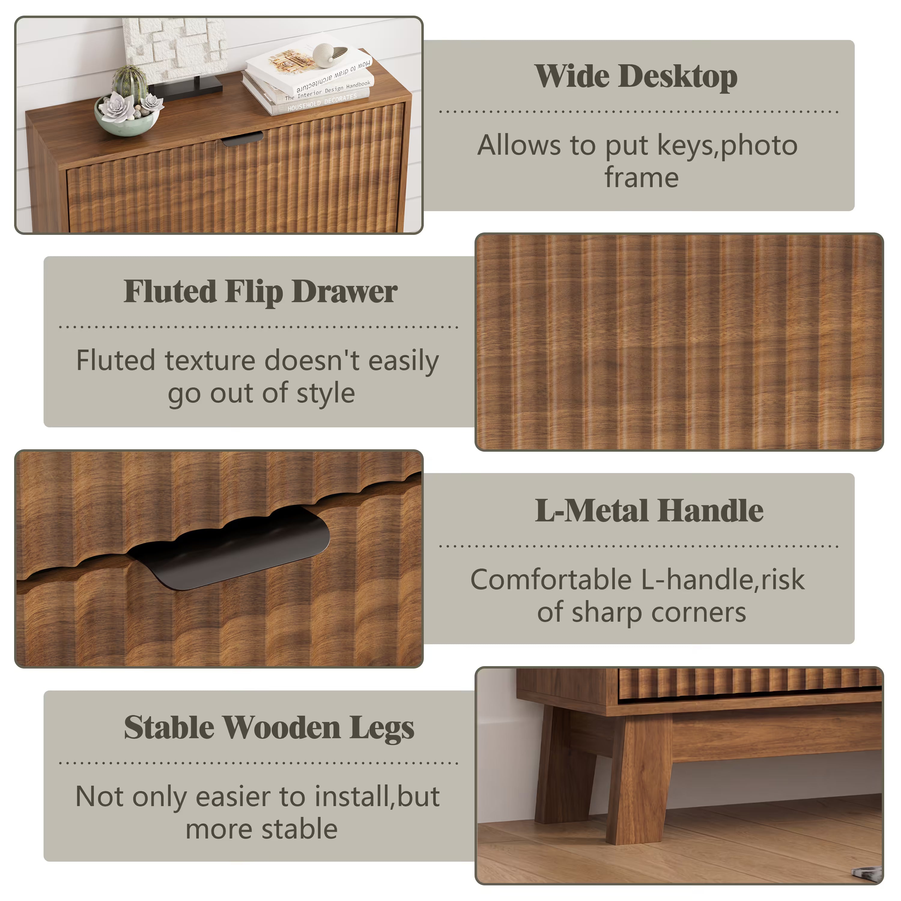 HLG136 Linea Anymaple walnut shoe organizer cabinet with 2 flip drawers for heels, sneakers, boots and daily footwear