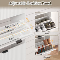 HLG136 Linea Anymaple white shoe rack cabinet with adjustable and removable interior panels for different shoe heights