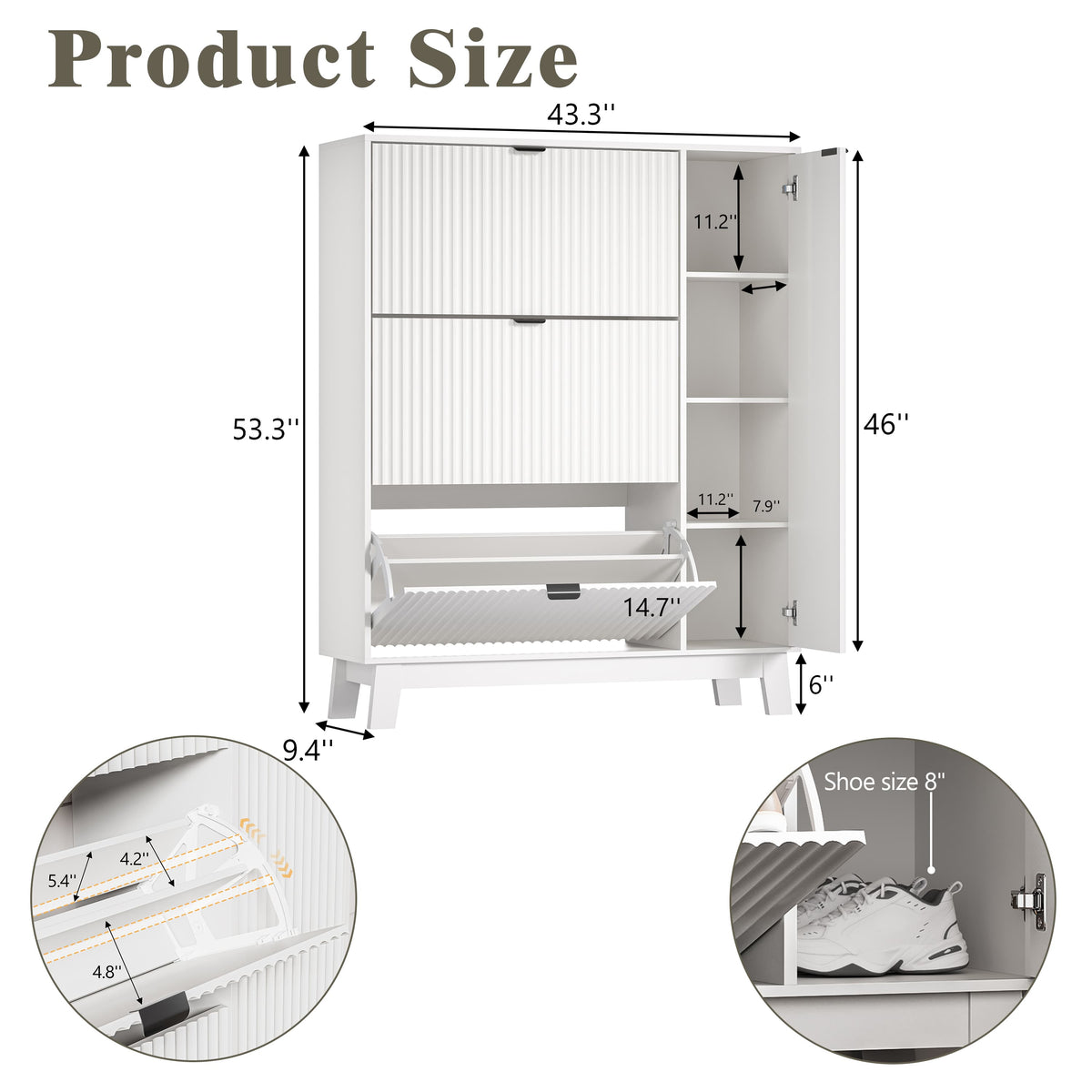 HLG138 Linea Shoe Cabinet with 3 Flip Drawers ＆ Side Cabinet