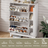 HLG138 Linea Shoe Cabinet with 3 Flip Drawers ＆ Side Cabinet