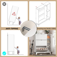 HLG138 Linea Shoe Cabinet with 3 Flip Drawers ＆ Side Cabinet