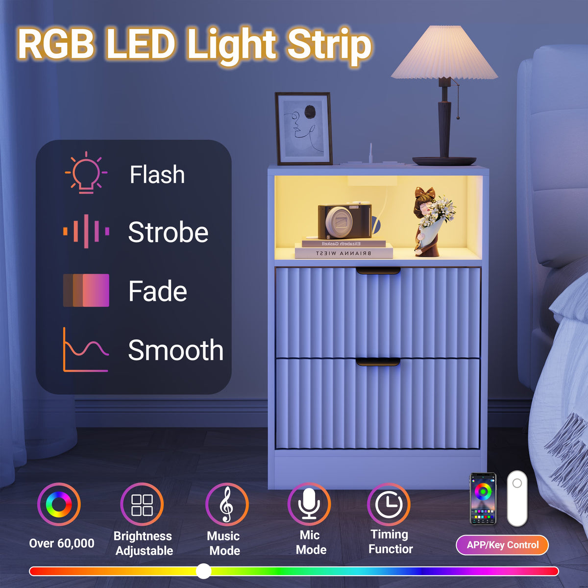 Linear LED Nightstand Set of 2