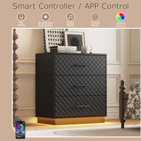 Smart controller and app control for the black 3-drawer dresser LED lights, with music and timing modes