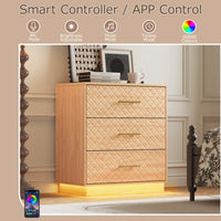 Smart controller and app control for the oak wood 3-drawer dresser LED lights, with music and timing modes