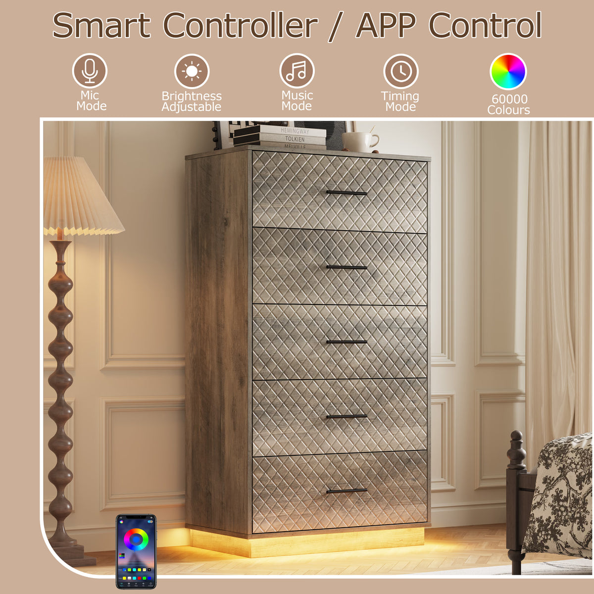 Prisma Tall 5-Drawer Dresser for Bedroom