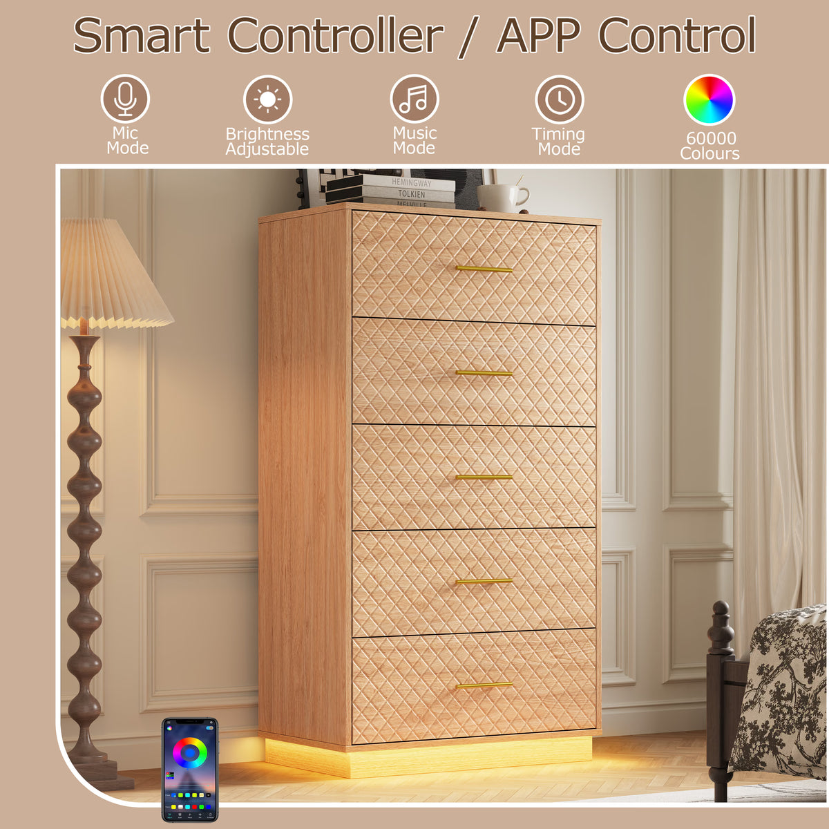 Prisma Tall 5-Drawer Dresser for Bedroom