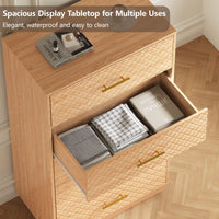 Spacious waterproof tabletop and deep drawer storage of the oak wood tall 5-drawer dresser