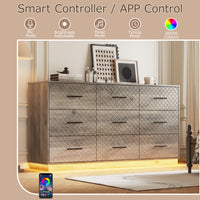 Smart controller and app control for the wood gray dresser LED lights, with music and timing modes