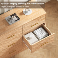 Spacious waterproof tabletop and deep drawer storage of the oak wood 9-drawer dresser