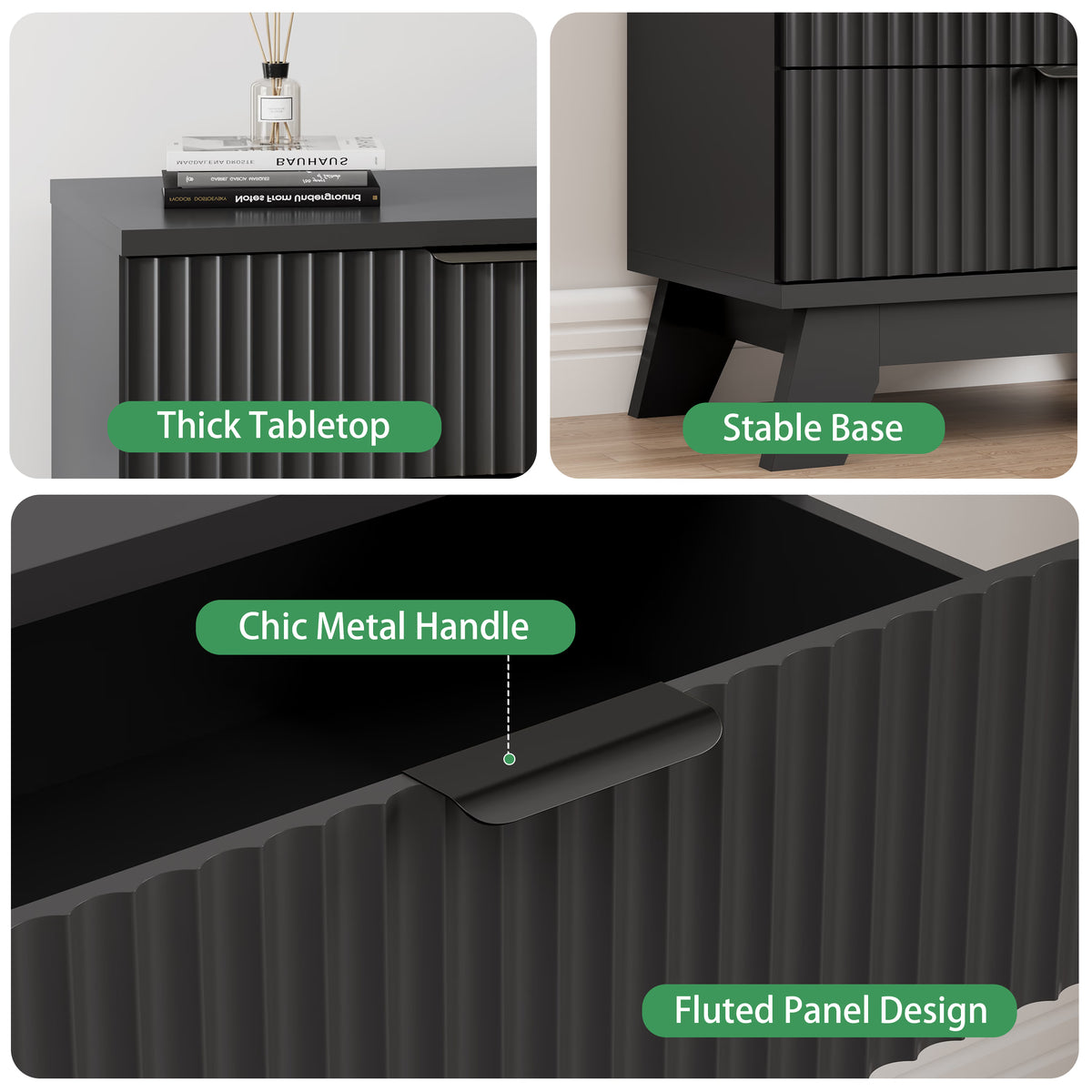 Linear Fluted 4-Drawer Nightstand