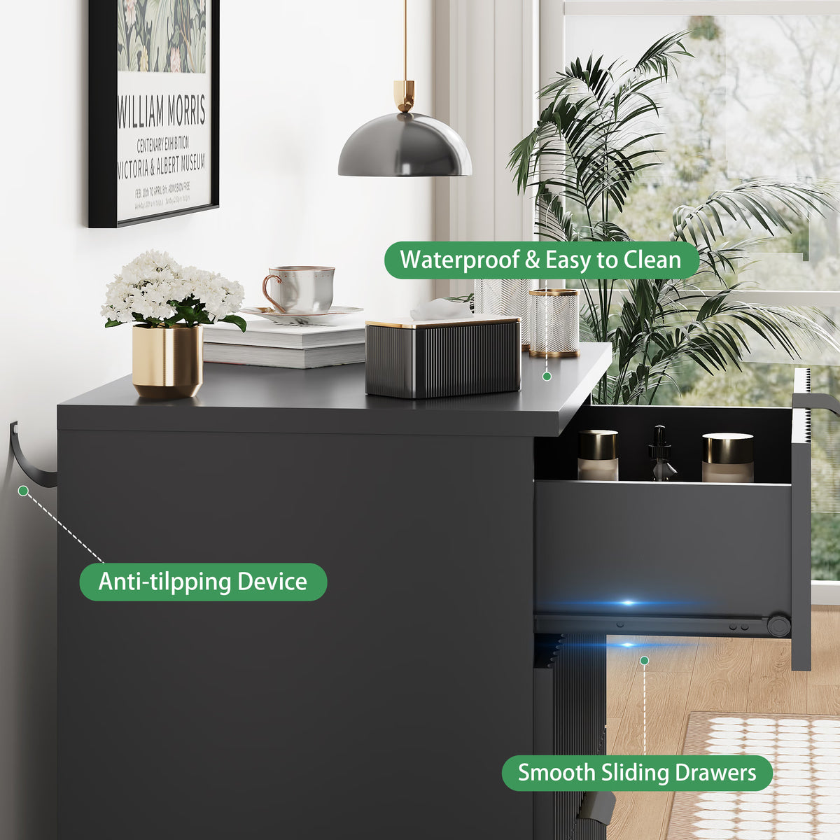 Linear Fluted 4-Drawer Nightstand