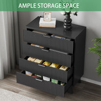 Linear Fluted 4-Drawer Nightstand