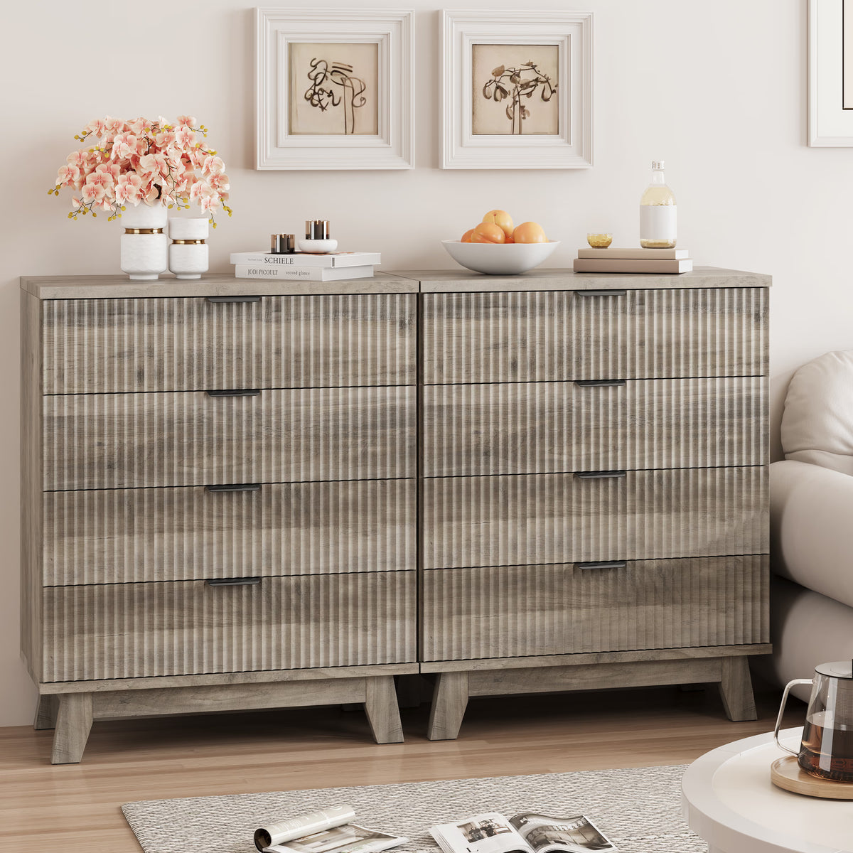 Linear Fluted 4-Drawer Nightstand