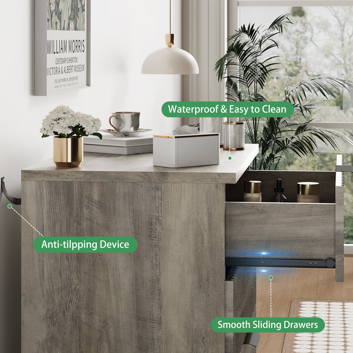 Linear Fluted 4-Drawer Nightstand