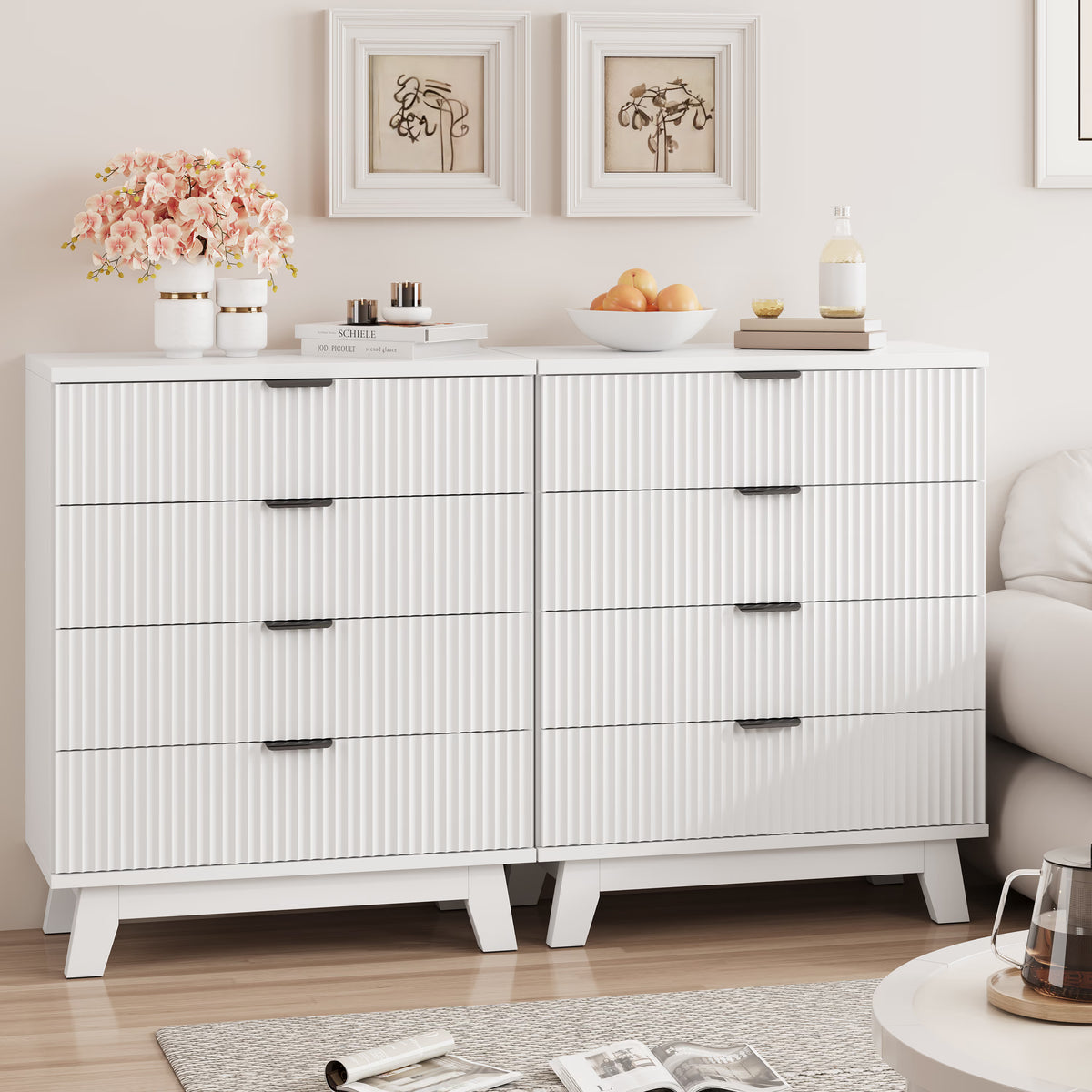 Linear Fluted 4-Drawer Nightstand
