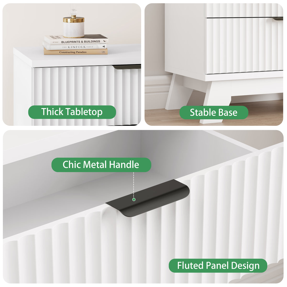 Linear Fluted 4-Drawer Nightstand