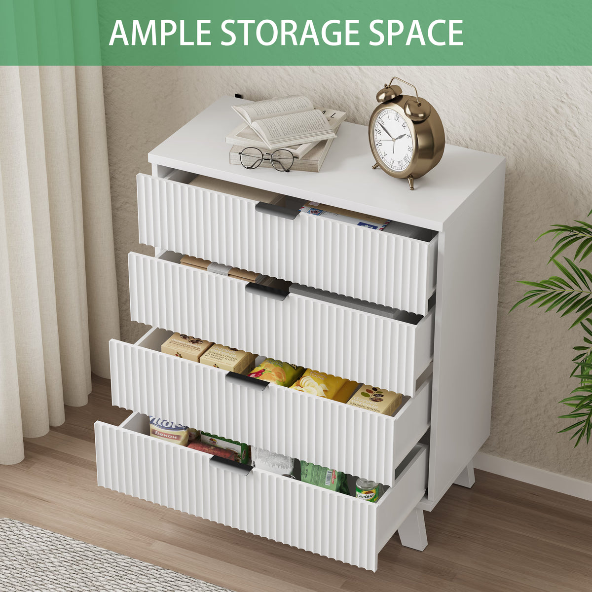 Linear Fluted 4-Drawer Nightstand